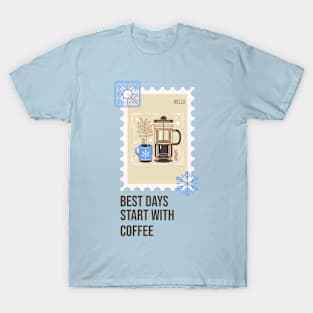 Coffee Lover Coffee Cup Winter time Holidays Christmas Stamp T-Shirt